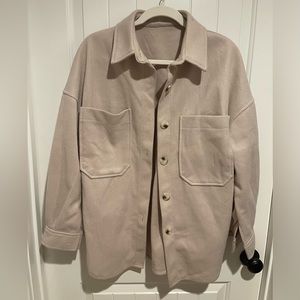 Cream Linen solid flannel jacket